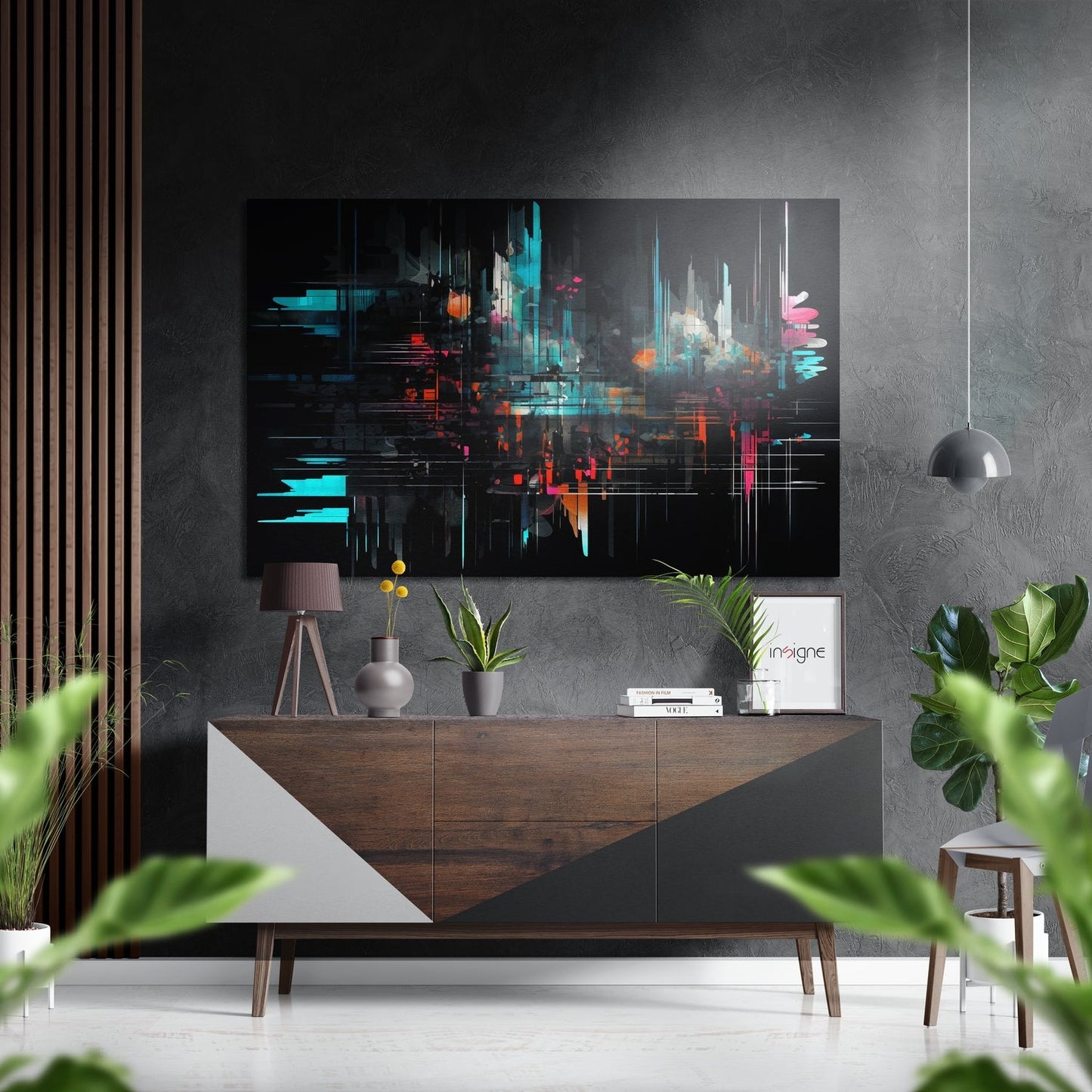 Abstract City Silhouette metal wall art with modern texture