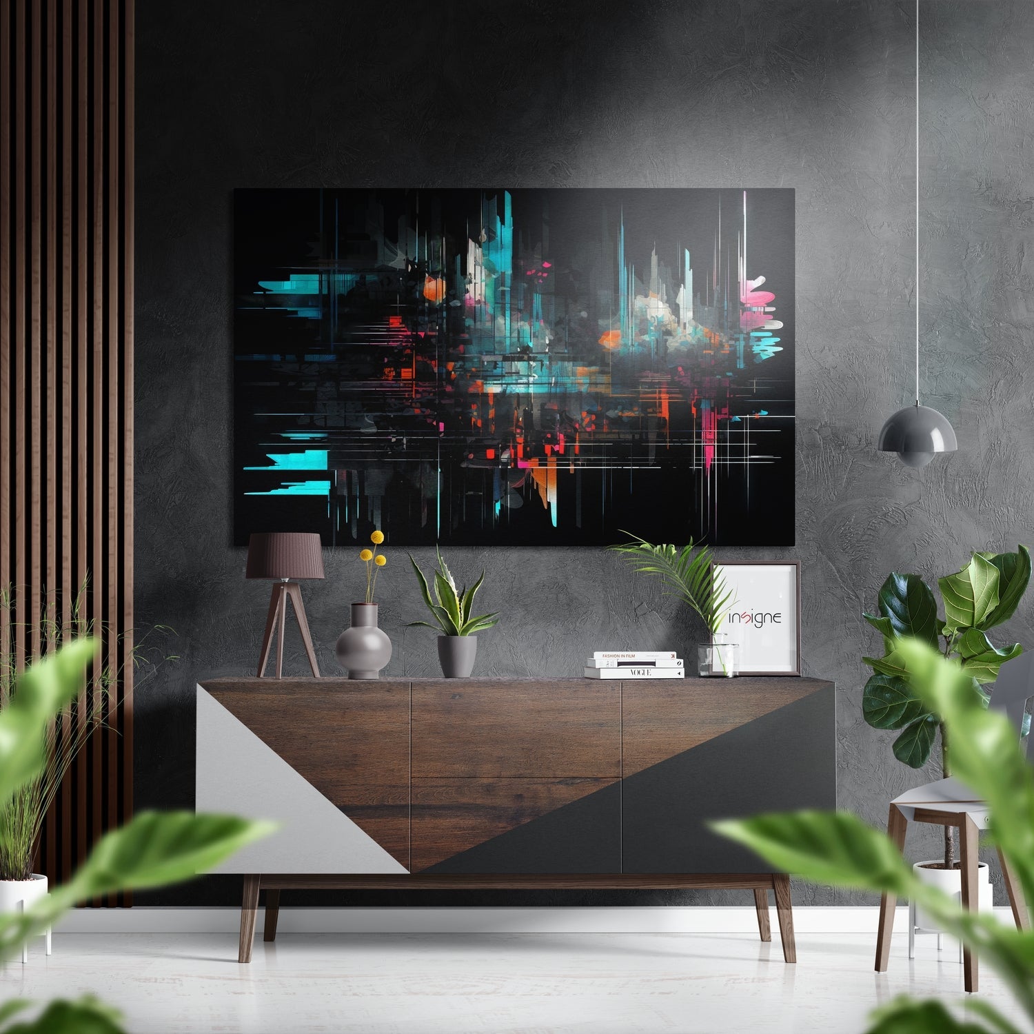 Abstract City Silhouette metal wall art with modern texture