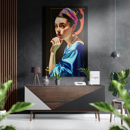 Girl With A Pearl Earring Rainbow Turban Metal Wall Art