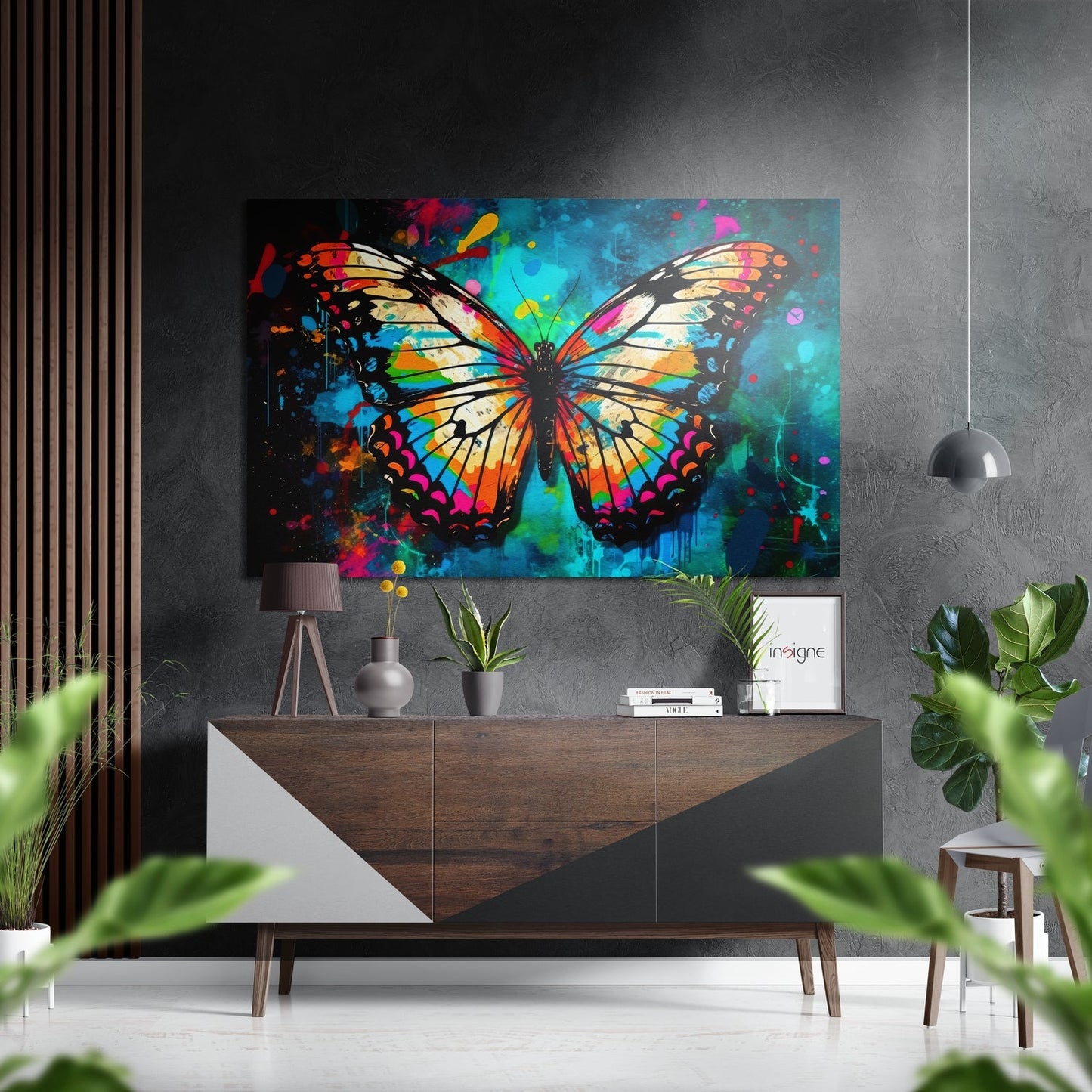 Butterfly metal wall art brushed aluminum print