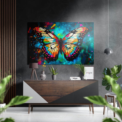 Butterfly metal wall art brushed aluminum print