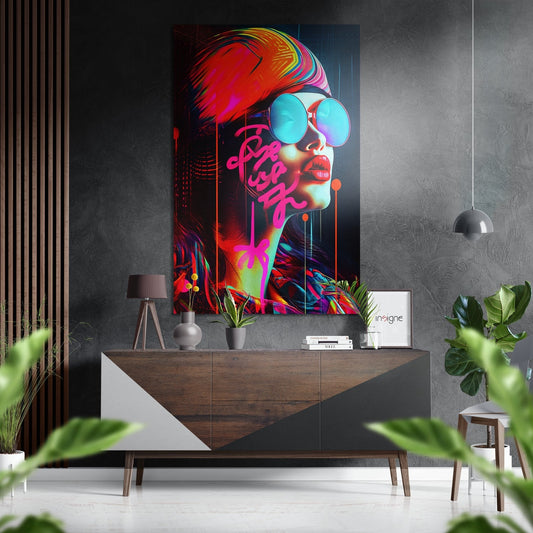 Woman Muse Metal Wall Art - brushed aluminum portrait