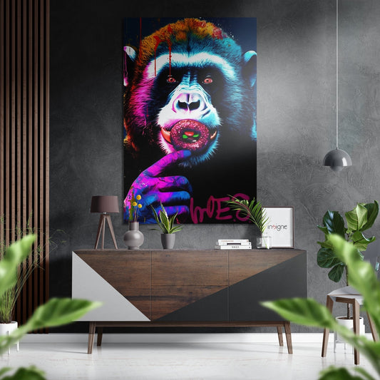 Monkey kiss metal wall art