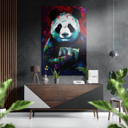 Panda brushed aluminum dibond metal wall art