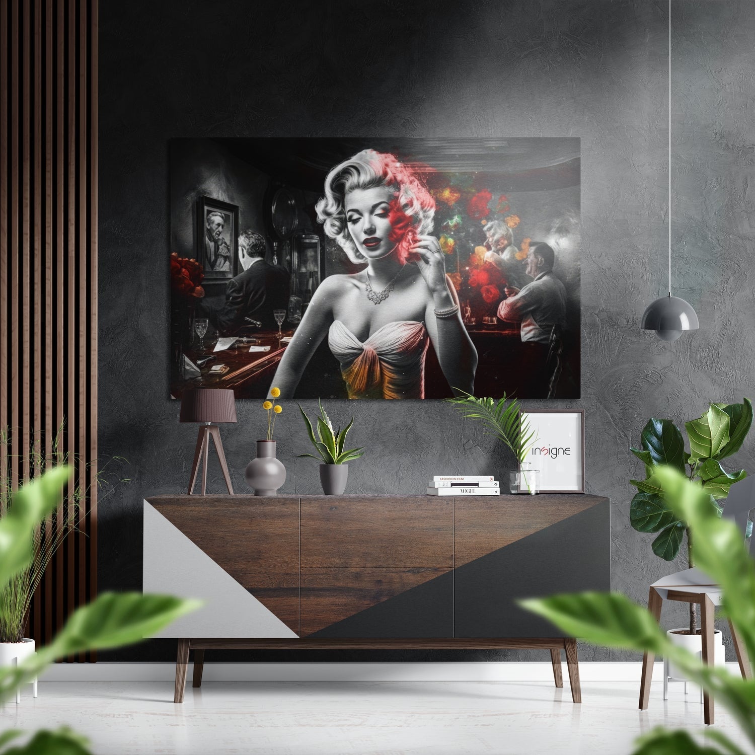Woman in a Bar metal wall art, brushed aluminum dibond