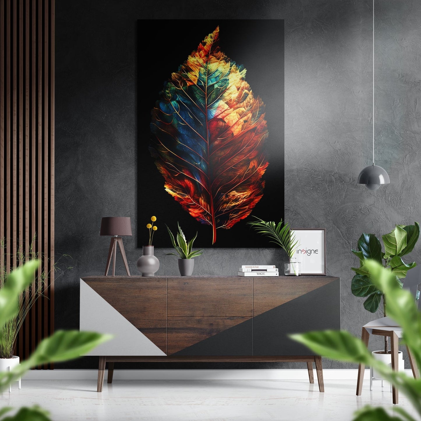 Leaf Metal Wall Art brushed aluminum dibond