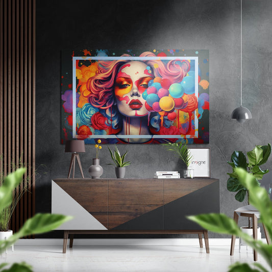 Woman Glow Metal Wall Art - brushed aluminum portrait