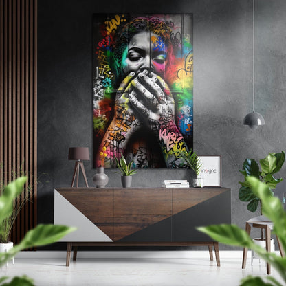 Ssshh metal wall art print on brushed aluminum Dibond panel