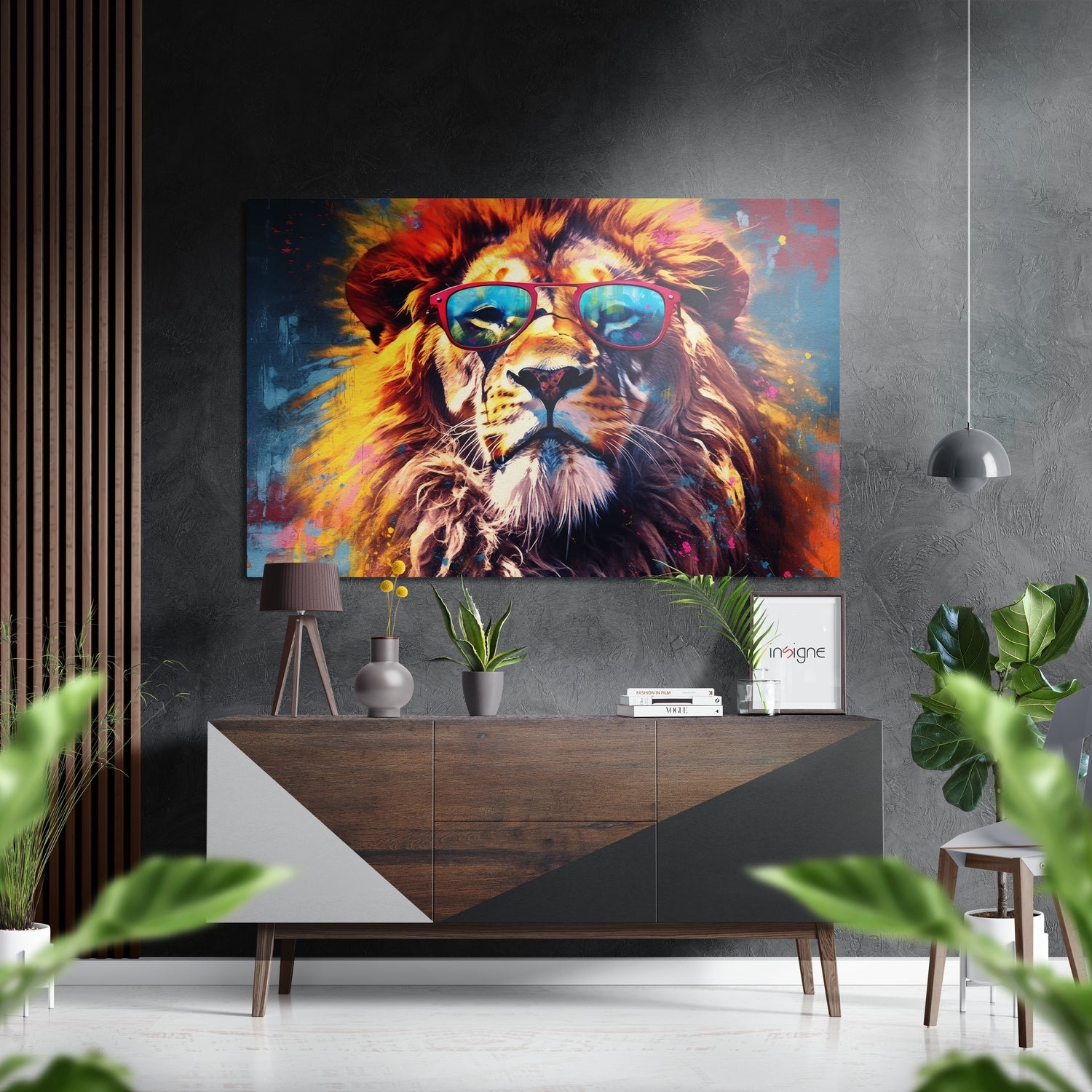 Cool Lion metal wall art brushed aluminum