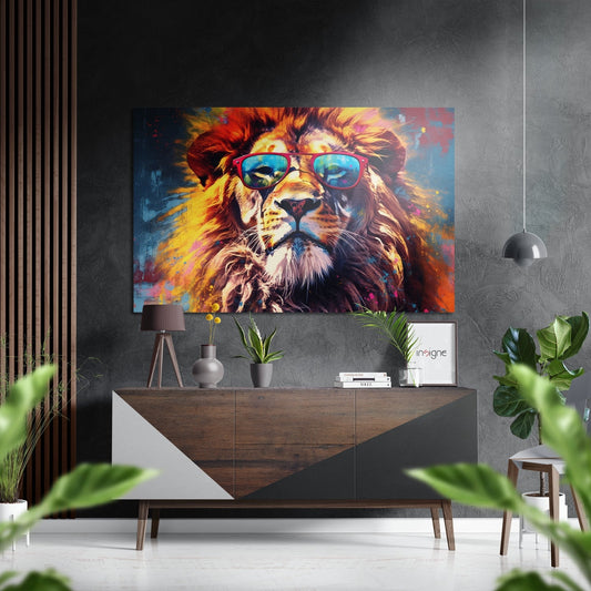 Cool Lion metal wall art brushed aluminum