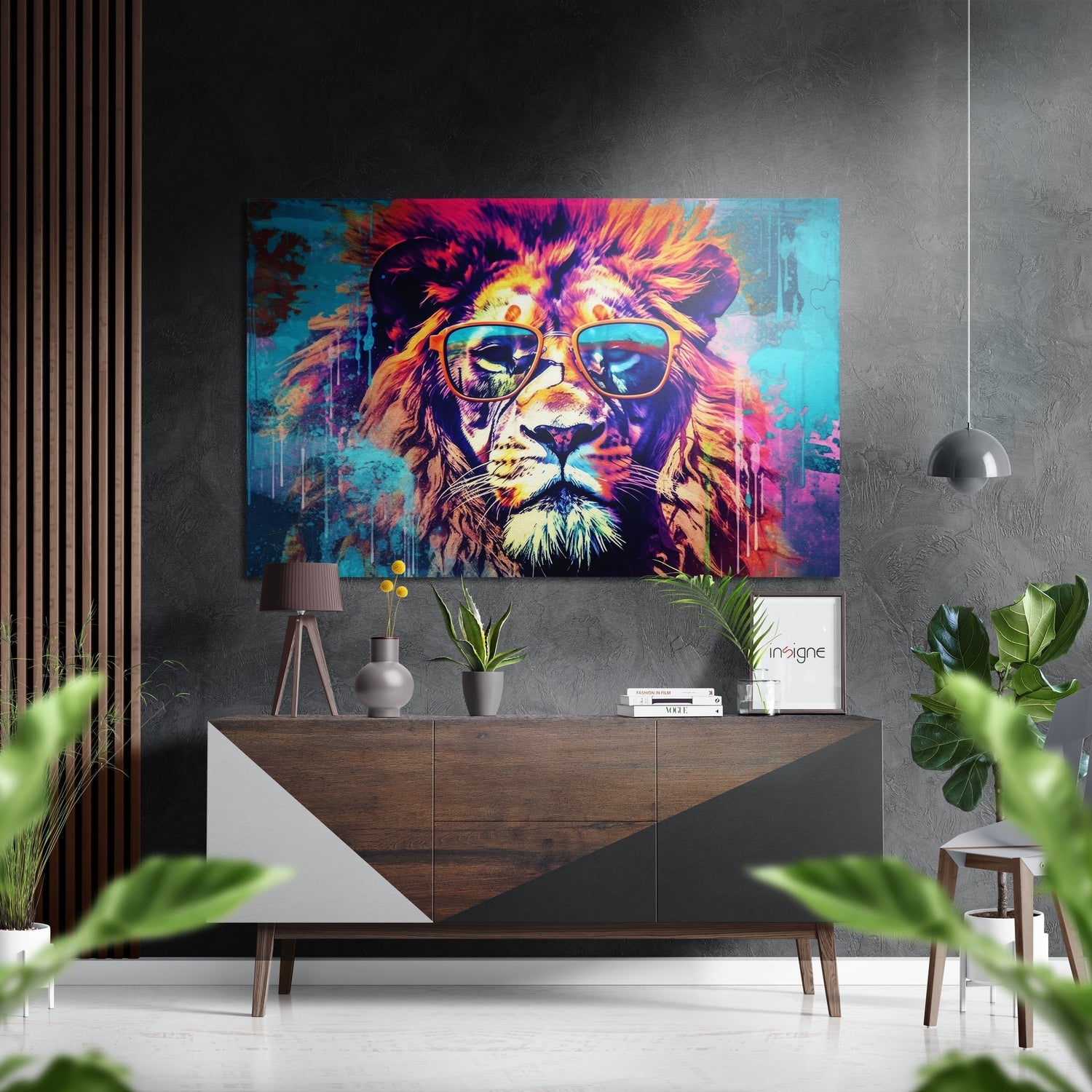 Cool Lion metal wall art brushed aluminum