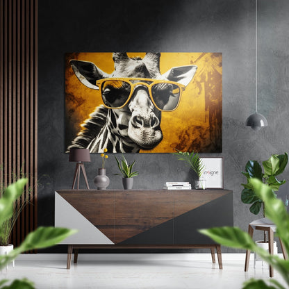 Happy Giraffe metal wall art print