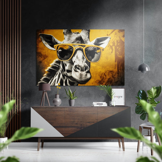 Happy Giraffe metal wall art print