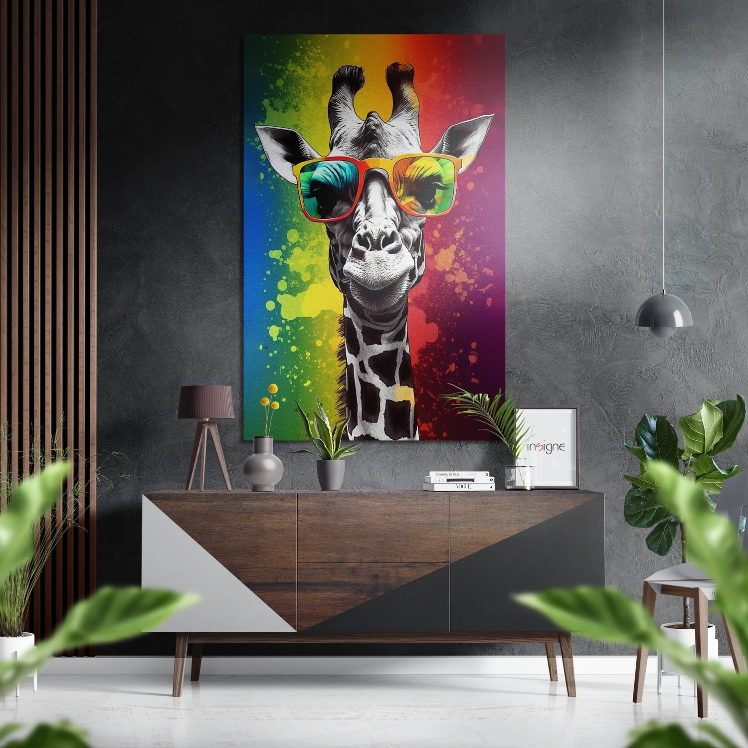 Happy Giraffe metal wall art brushed aluminum