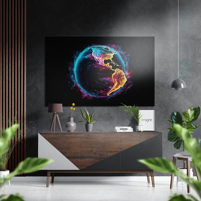 Earth metal wall art print