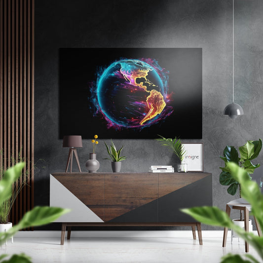Earth metal wall art print