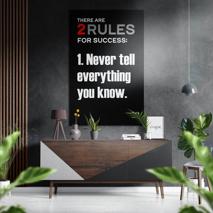 Two Rules for Success black quote metal wall art