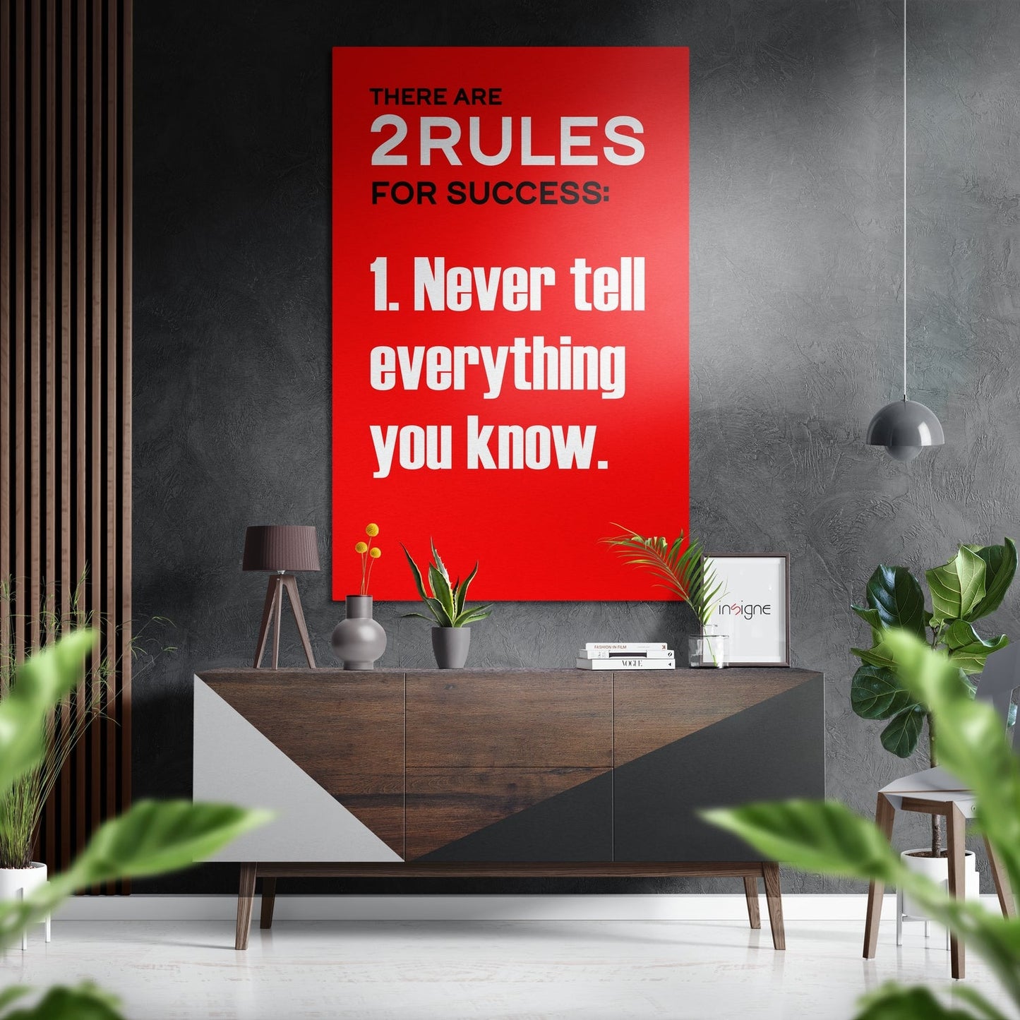 Two Rules for Success red quote metal wall art