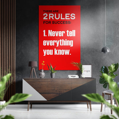 Two Rules for Success red quote metal wall art