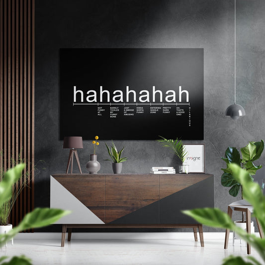 Hahaha laughter scale typography metal wall art