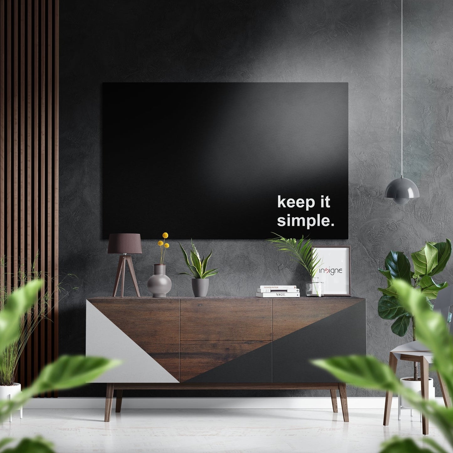 Keep It Simple minimalist quote metal wall art