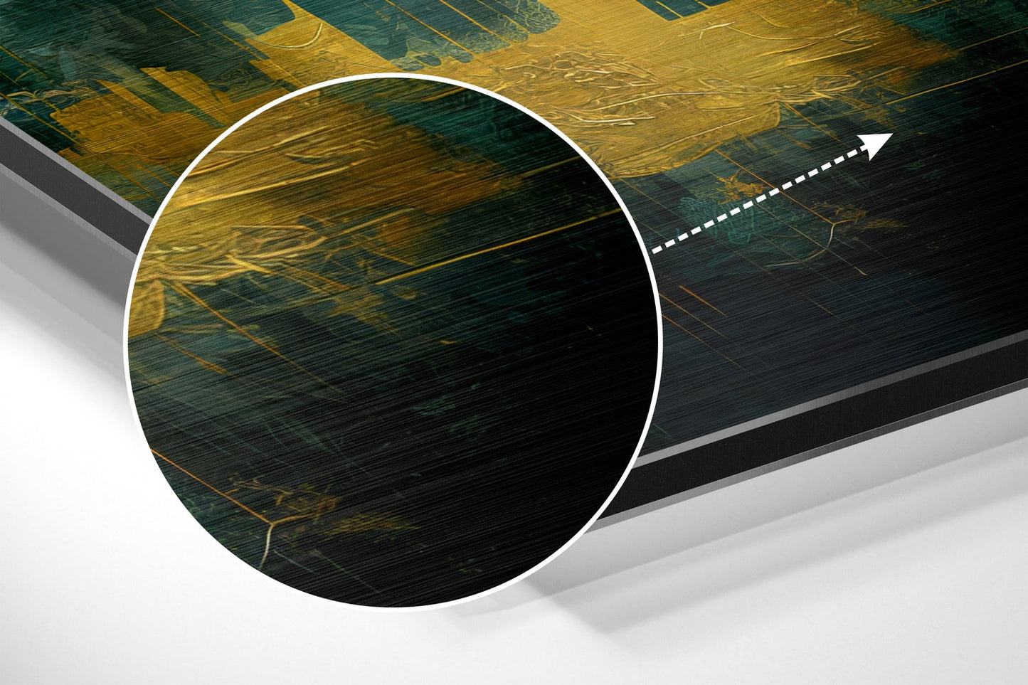 Golden Green City Skyline Metal Wall Art