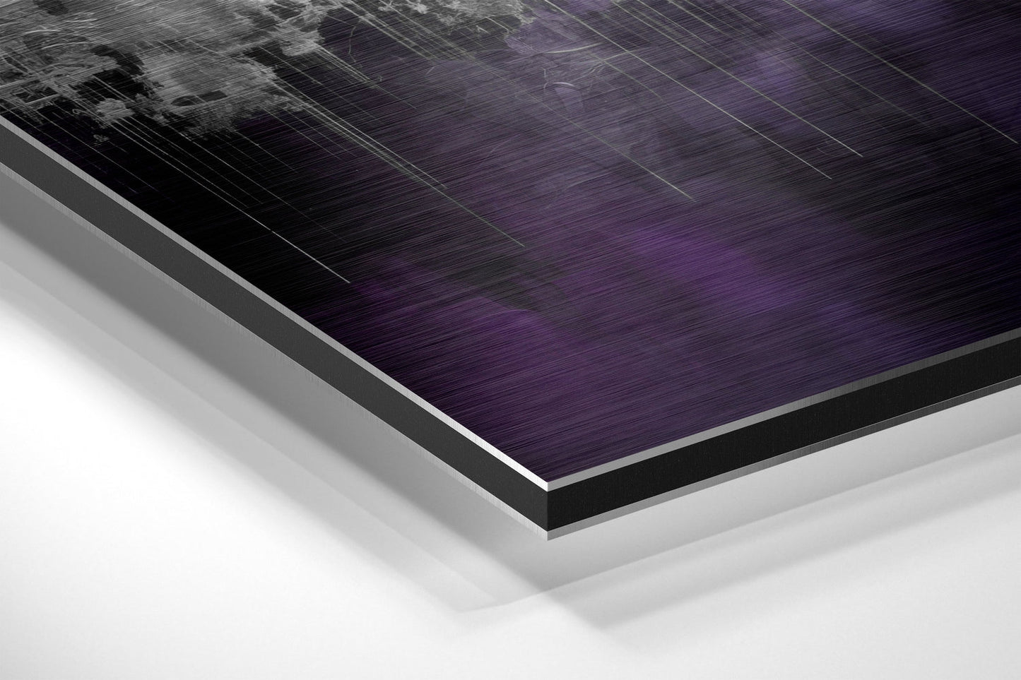 Purple Mirrored City Skyline Metal Wall Art