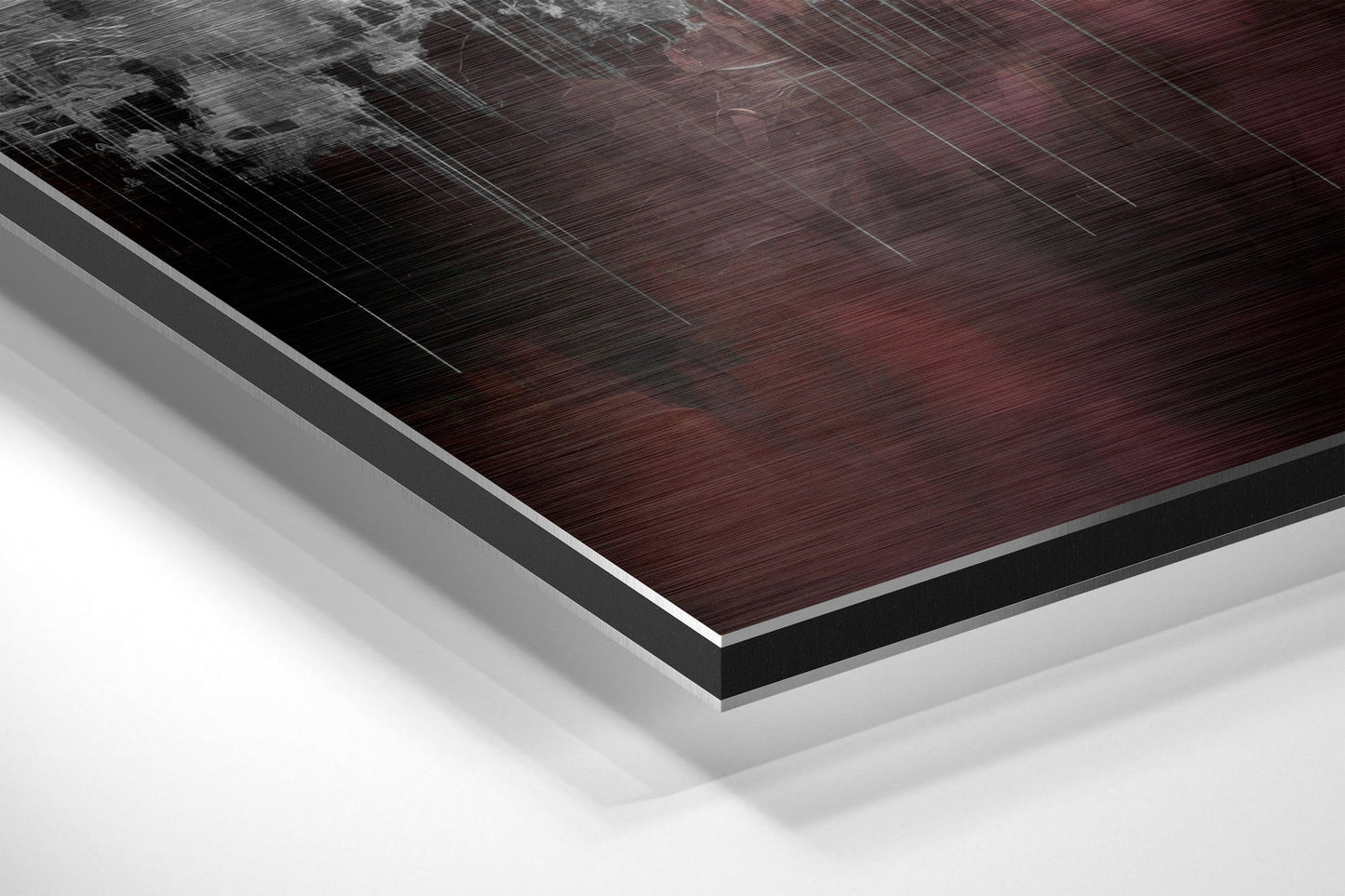 Burgundy Reflected City Skyline Metal Wall Art