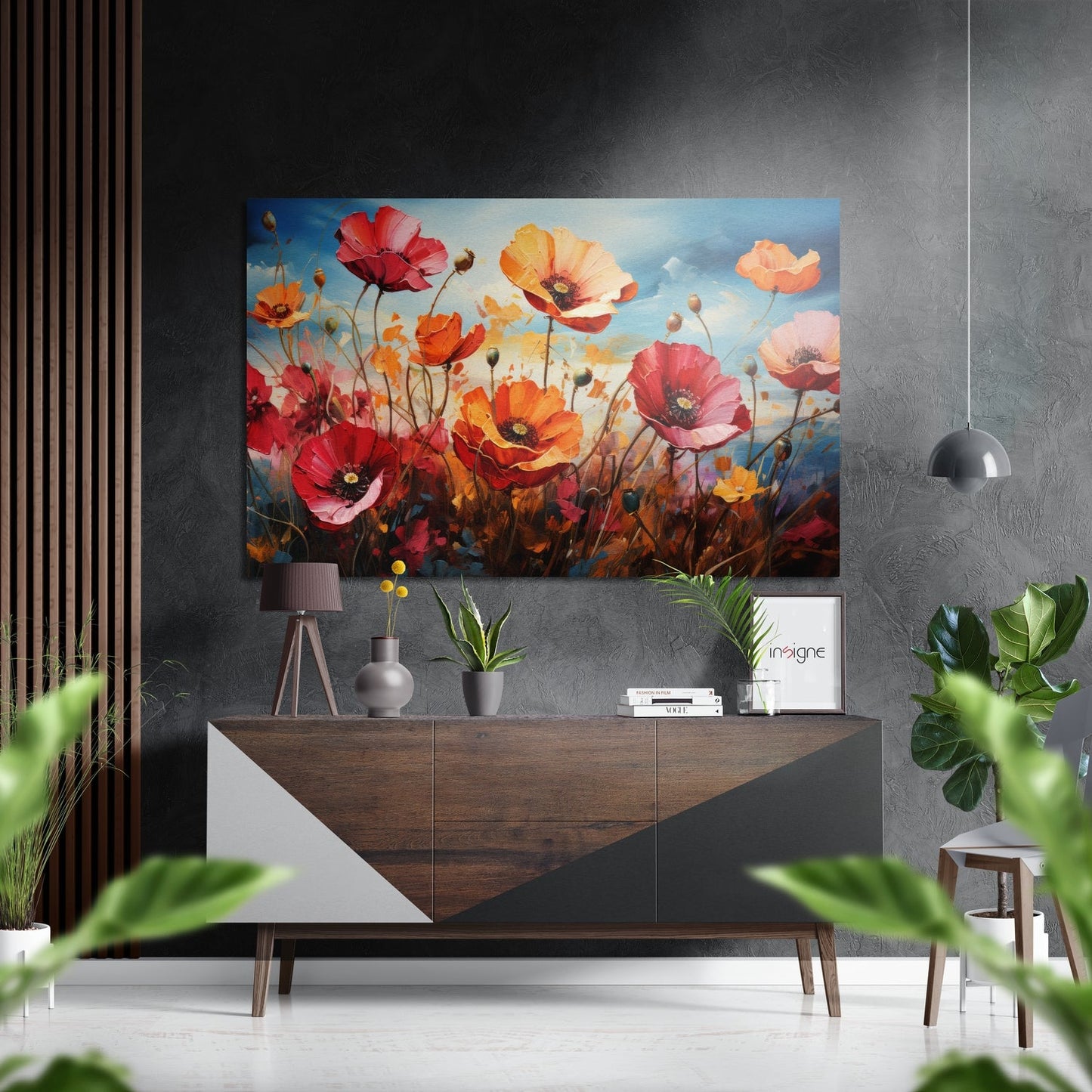 Poppies floral metal wall art