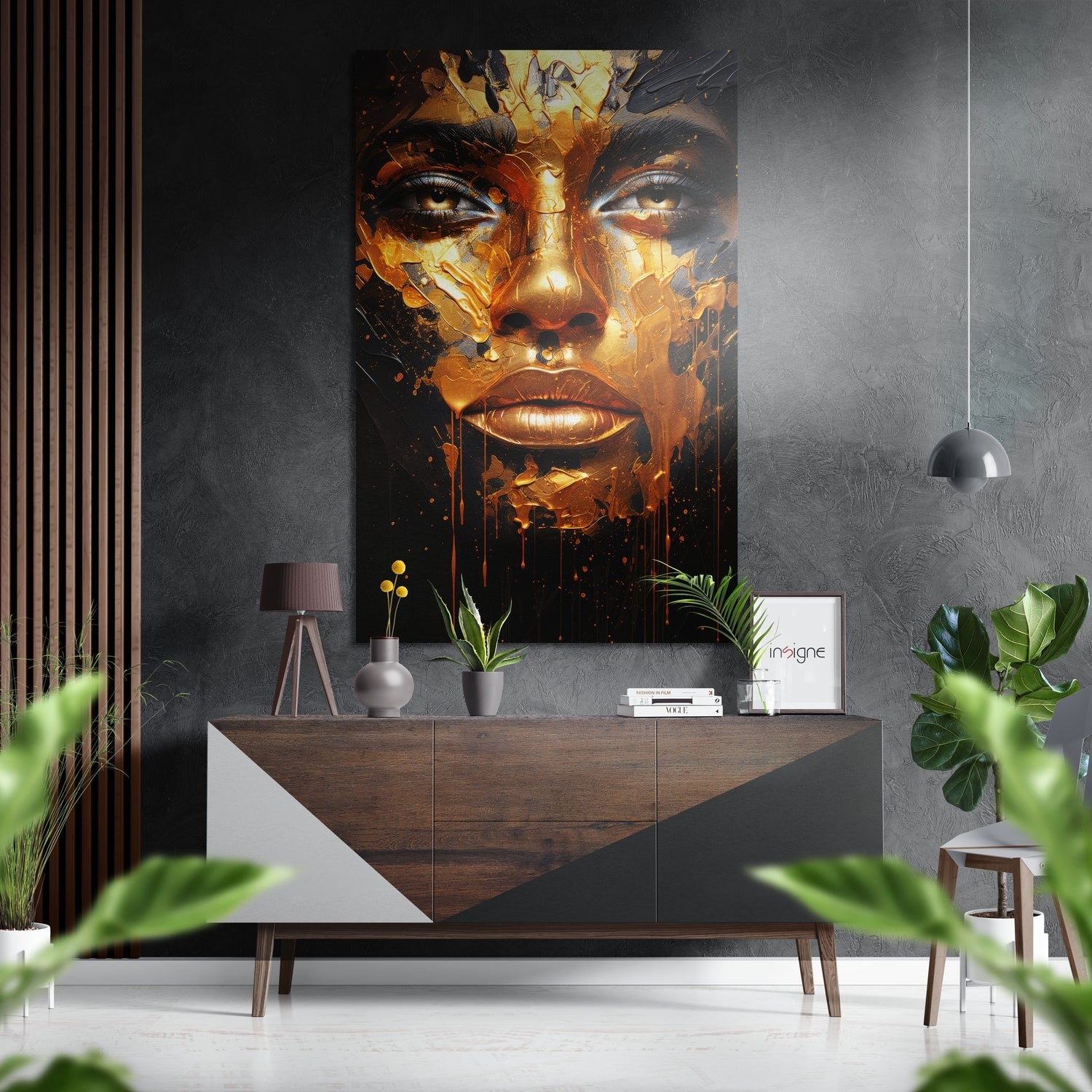 Golden Woman figurative metal wall art