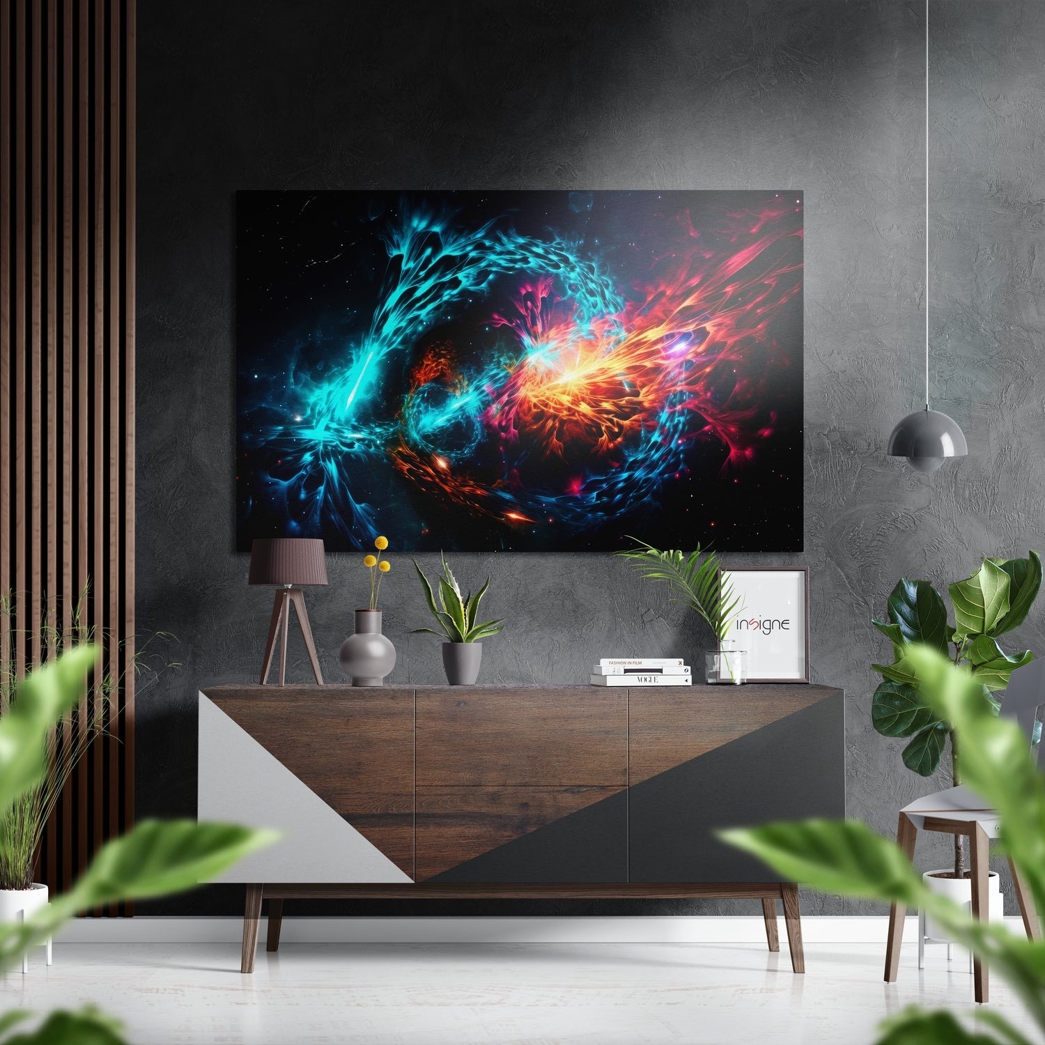 Colors of Space metal wall art panel with cosmic abstract design