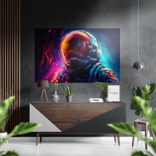 Astronaut Metal Wall Art on brushed aluminum dibond panel