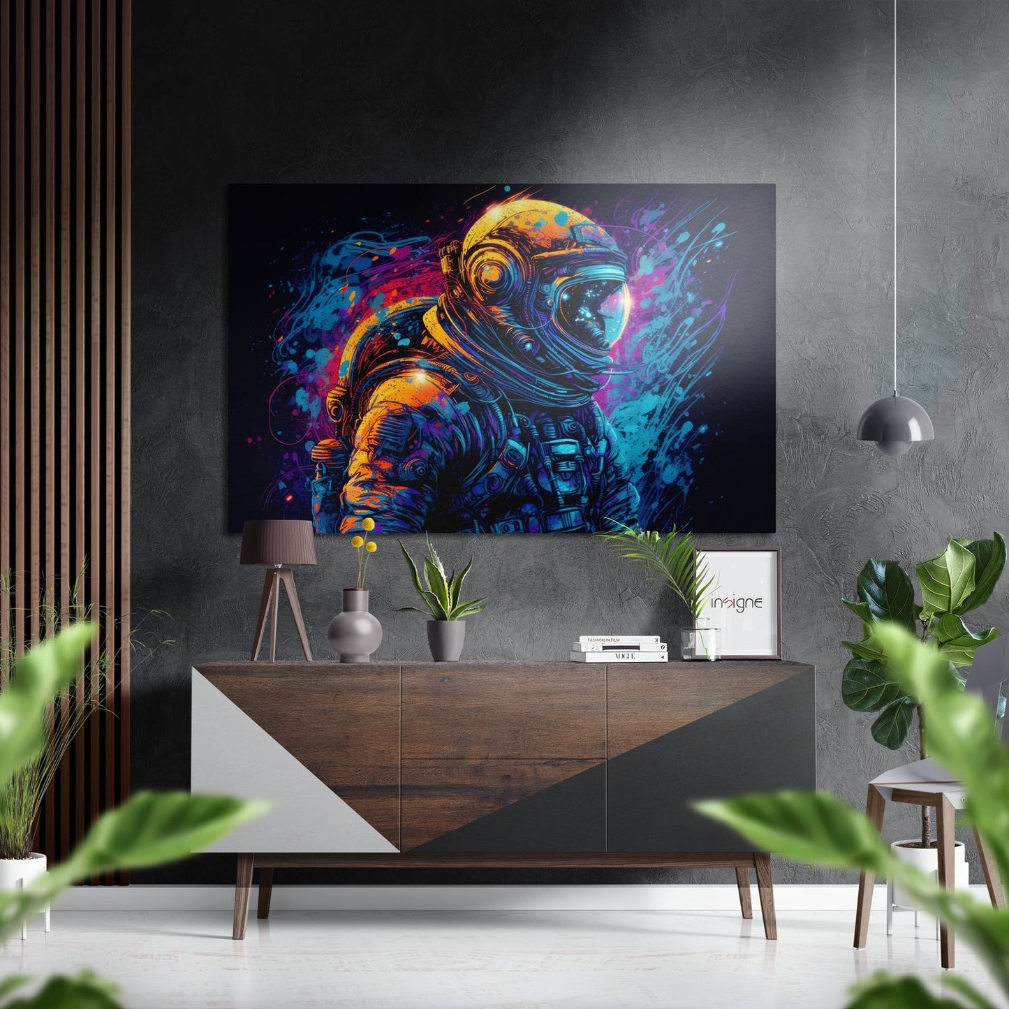Astronaut Metal Wall Art on brushed aluminum dibond panel