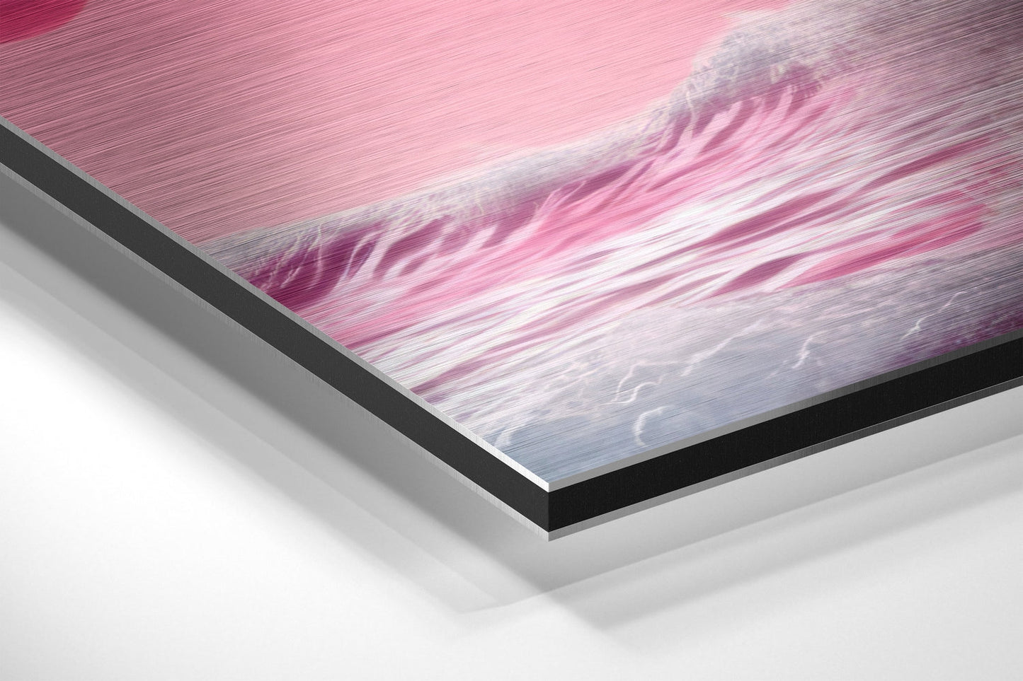 Surf in Pink Planet Brushed Aluminum Wall Art
