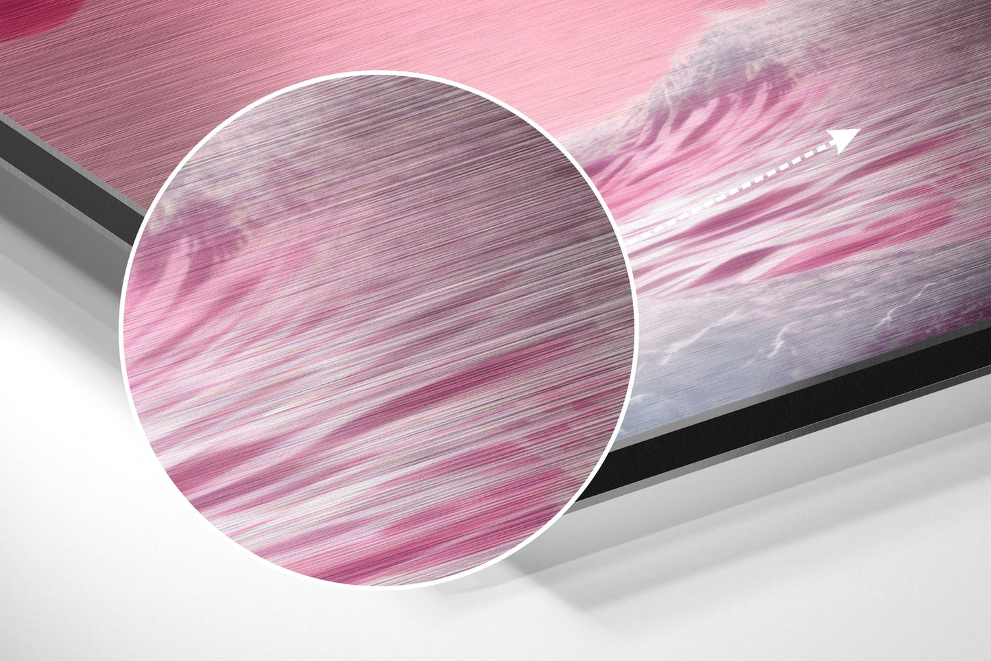 Surf in Pink Planet Brushed Aluminum Wall Art