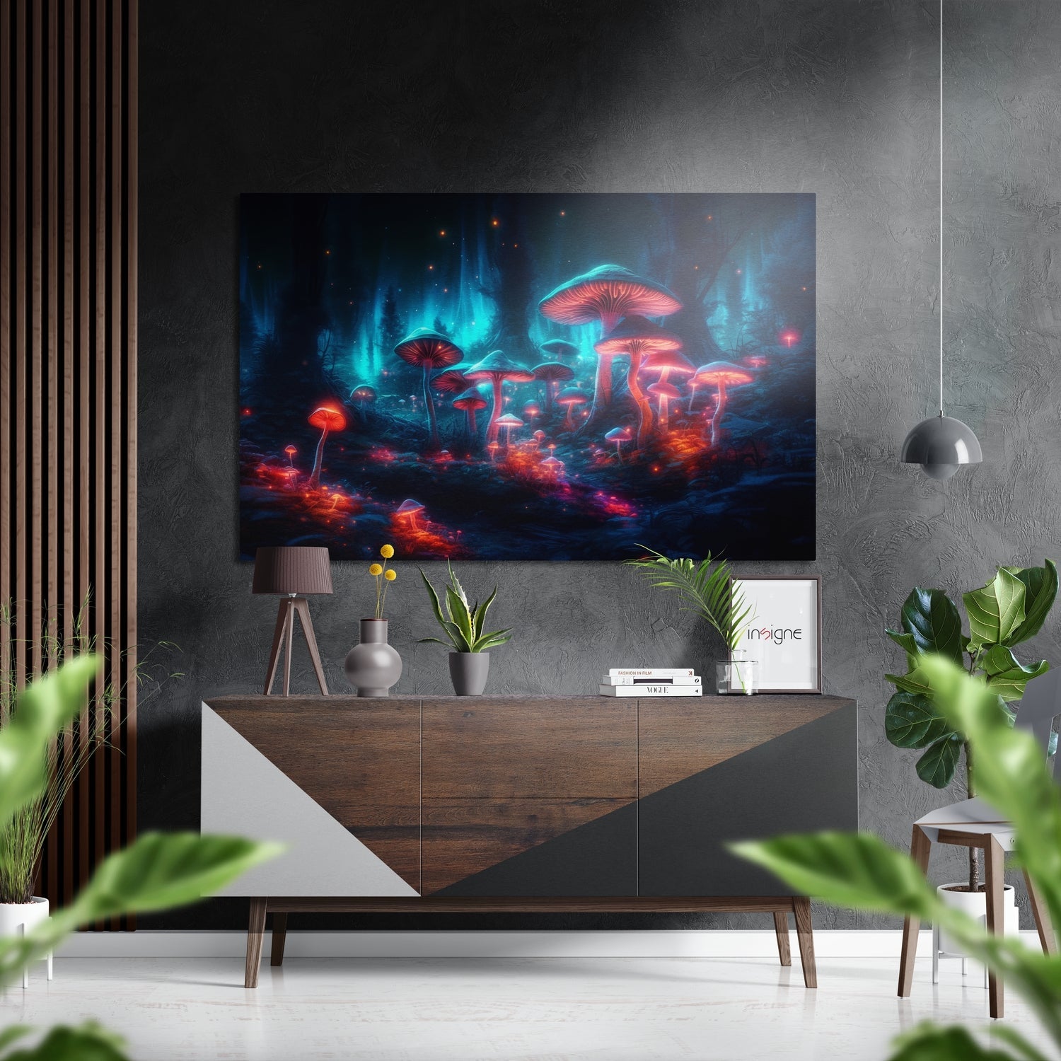 Mushroom Planet whimsical metal wall art