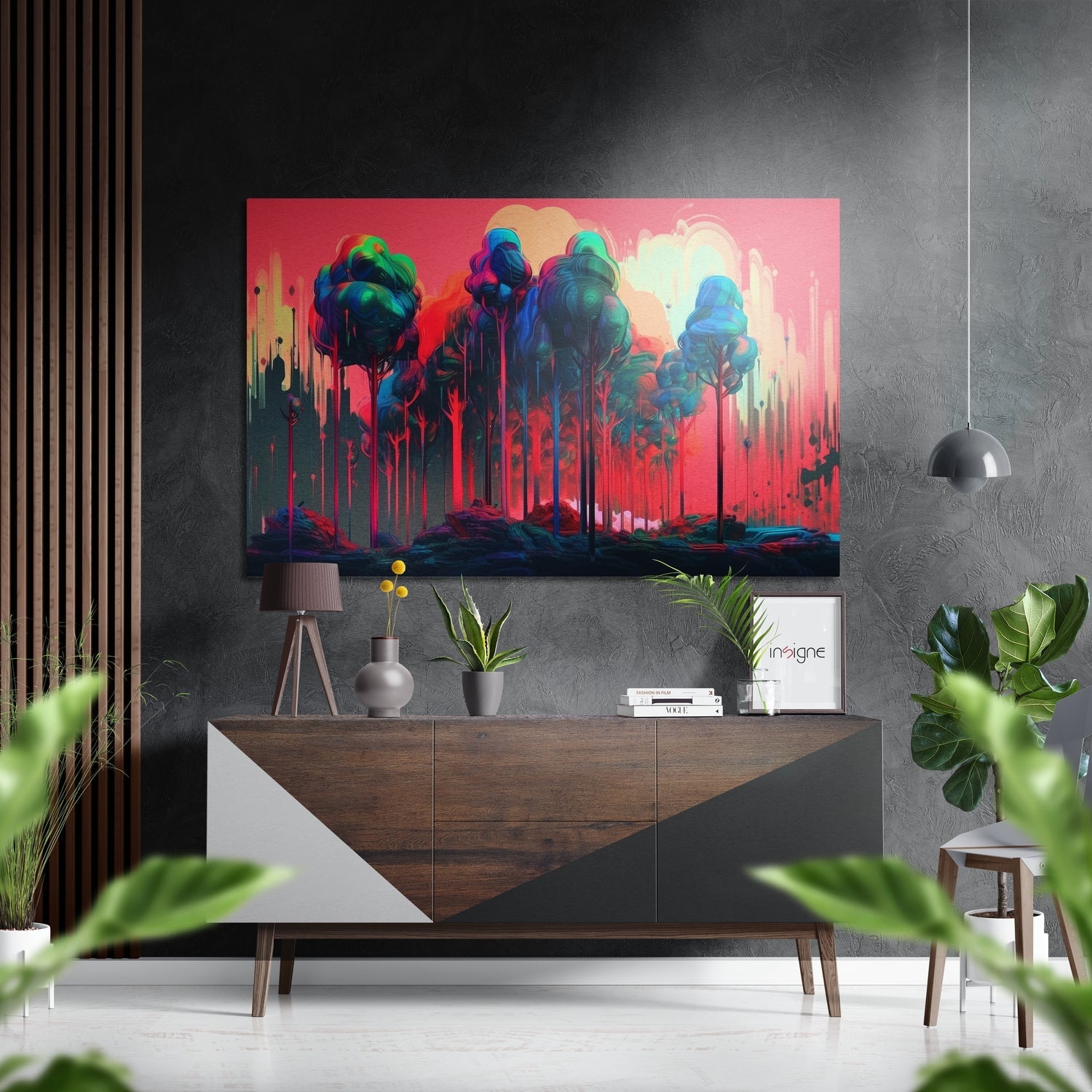 Forest metal wall art print on brushed aluminum Dibond panel
