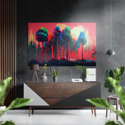 Forest metal wall art print on brushed aluminum Dibond panel