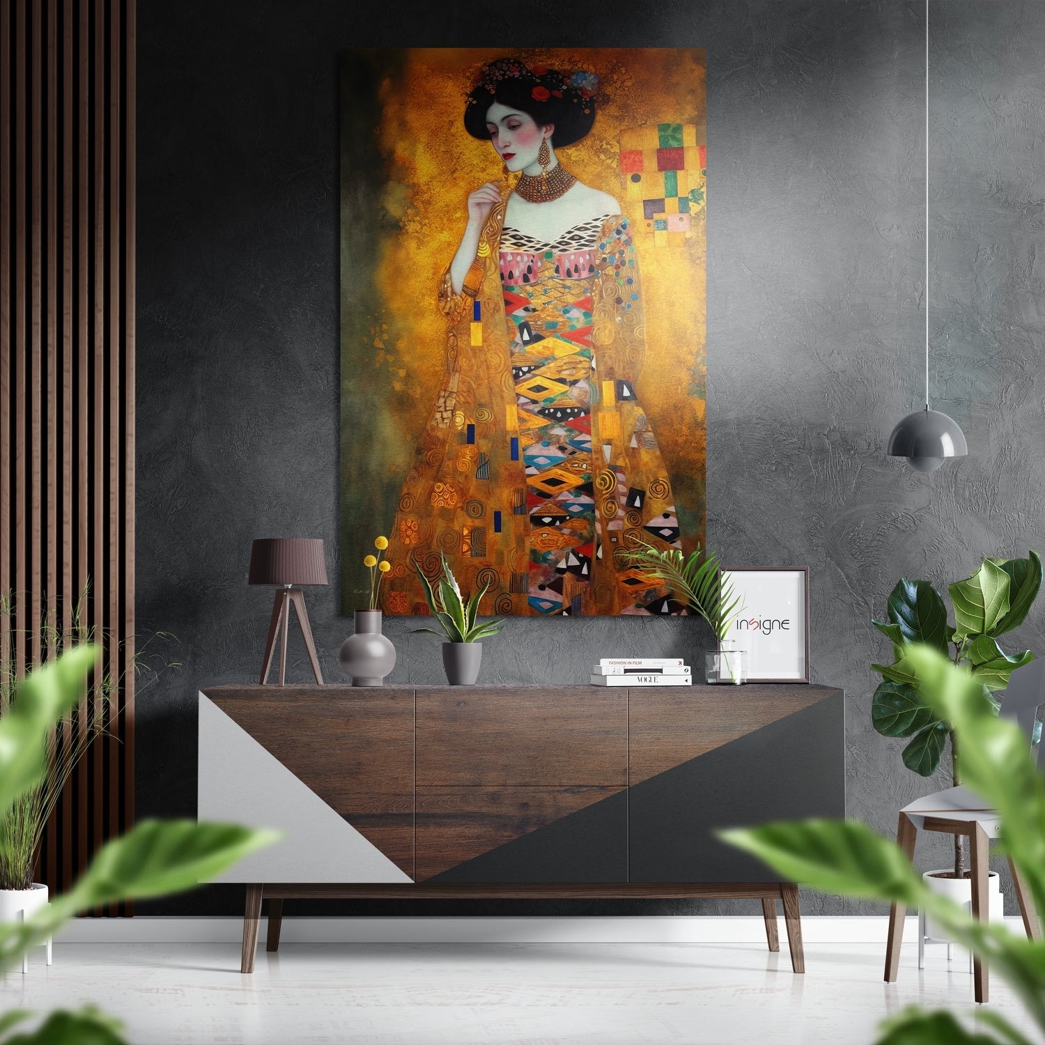 Klimt-inspired art nouveau design metal wall art