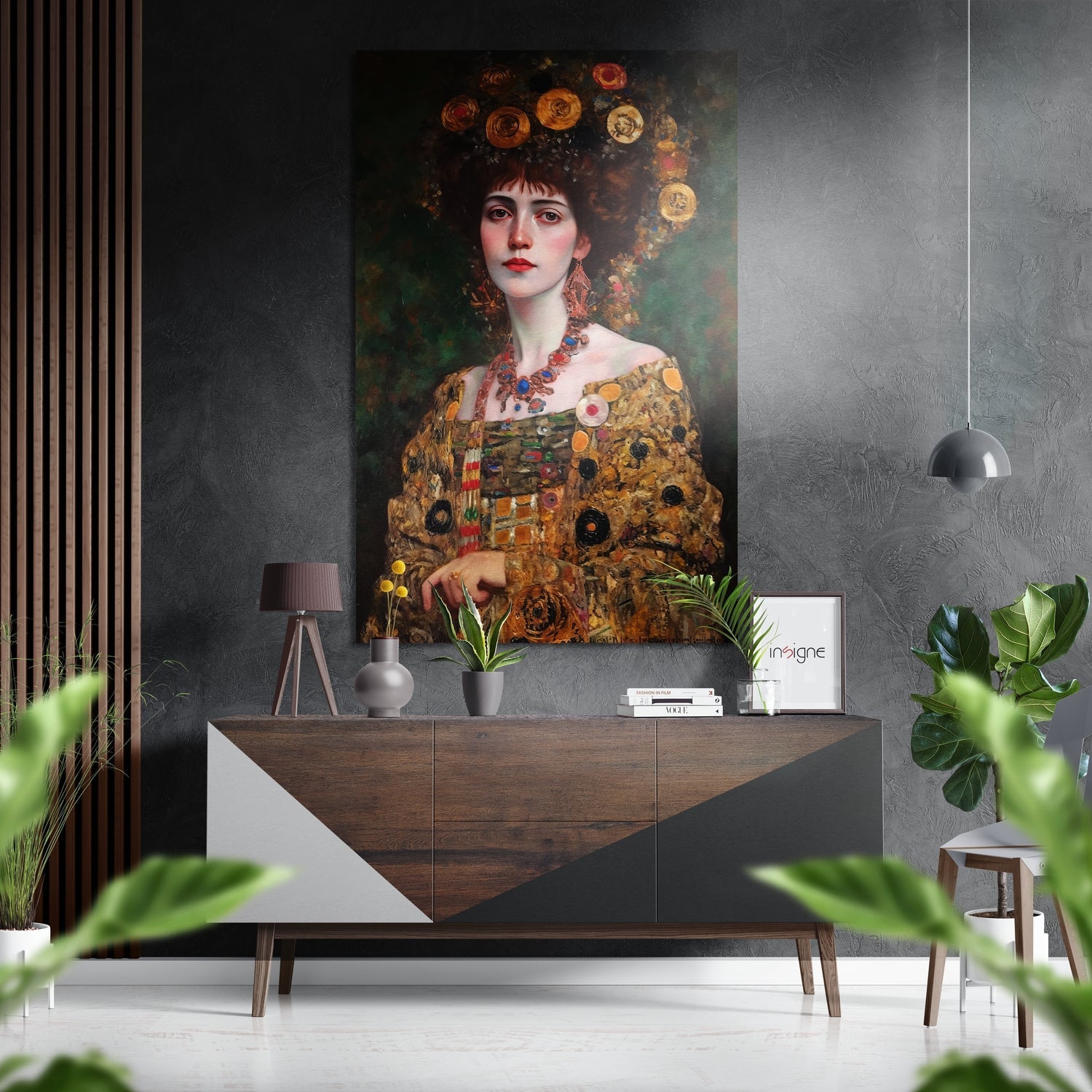 Klimt metal wall art print on brushed aluminum Dibond panel