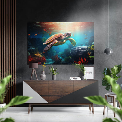 Sea Turtle aluminum dibond metal wall art