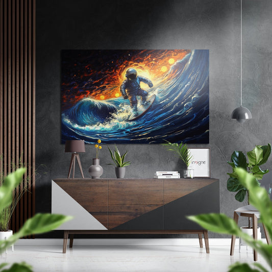 Astronaut Surfer Metal Wall Art