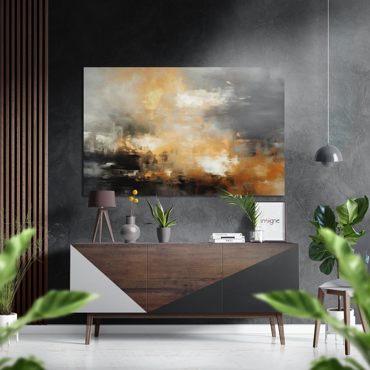 Abstract Oxidation brushed metal wall art panel