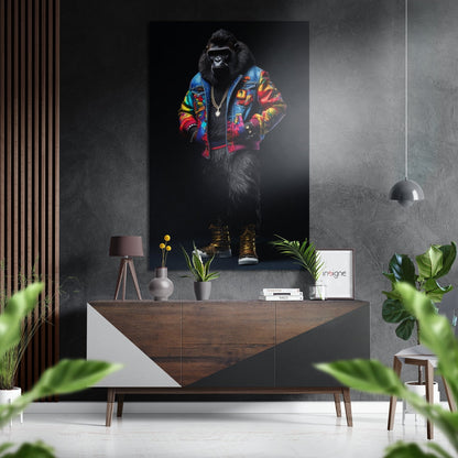 Stylish Ape metal wall art in brushed aluminum dibond