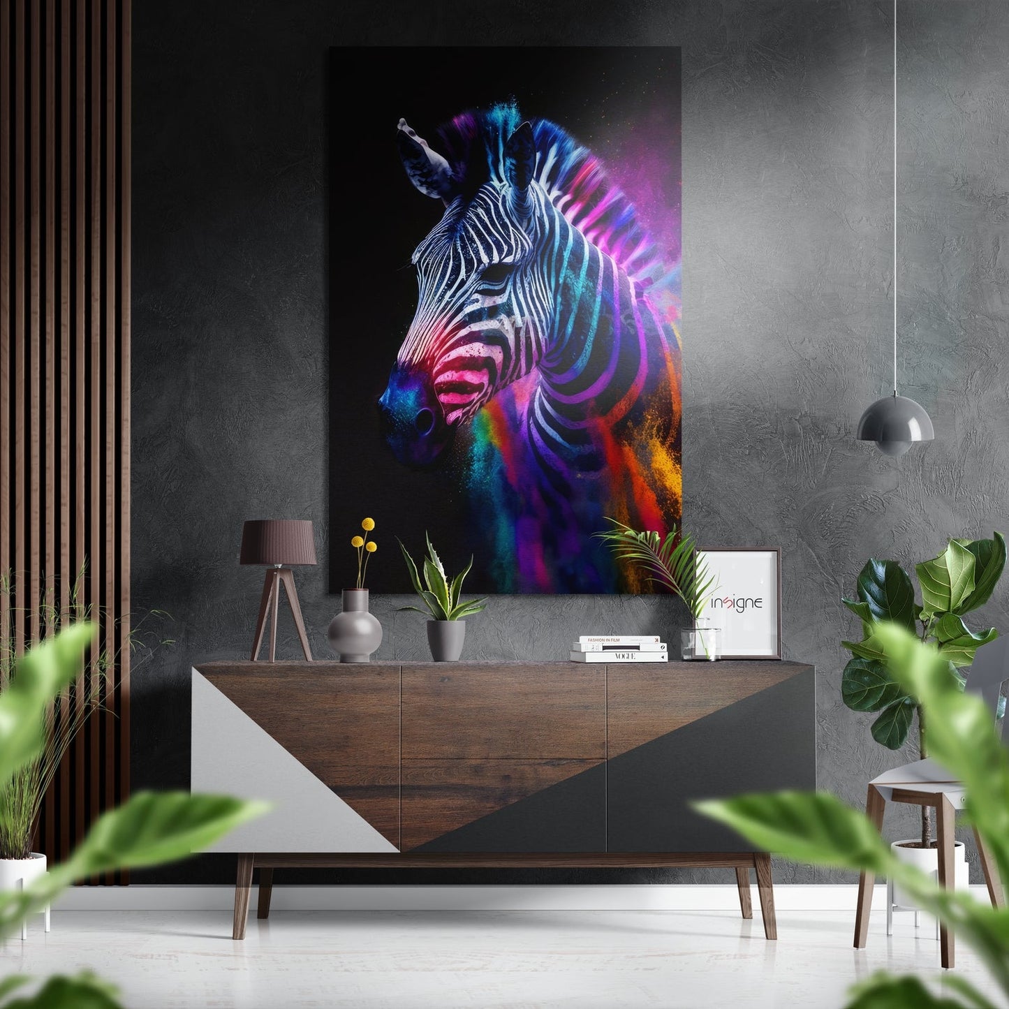 Zebra brushed aluminum wall art