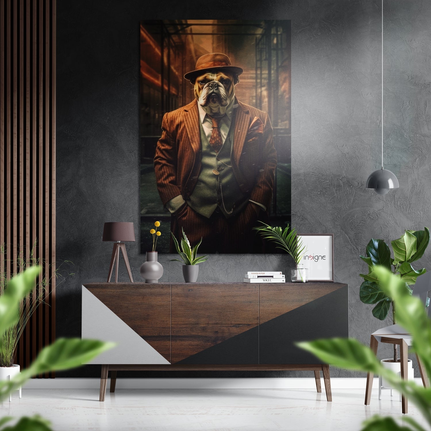 Bulldog metal wall art brushed aluminum dibond print