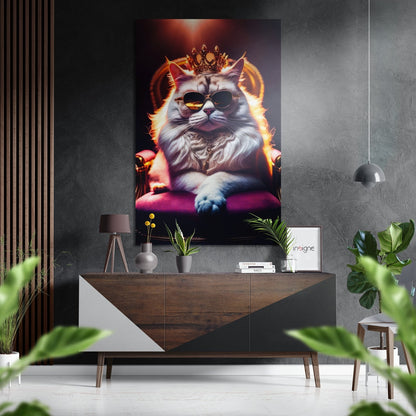 Cat king brushed aluminum dibond metal wall art