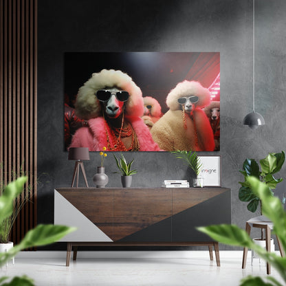 Sheep's Life brushed aluminum metal wall art