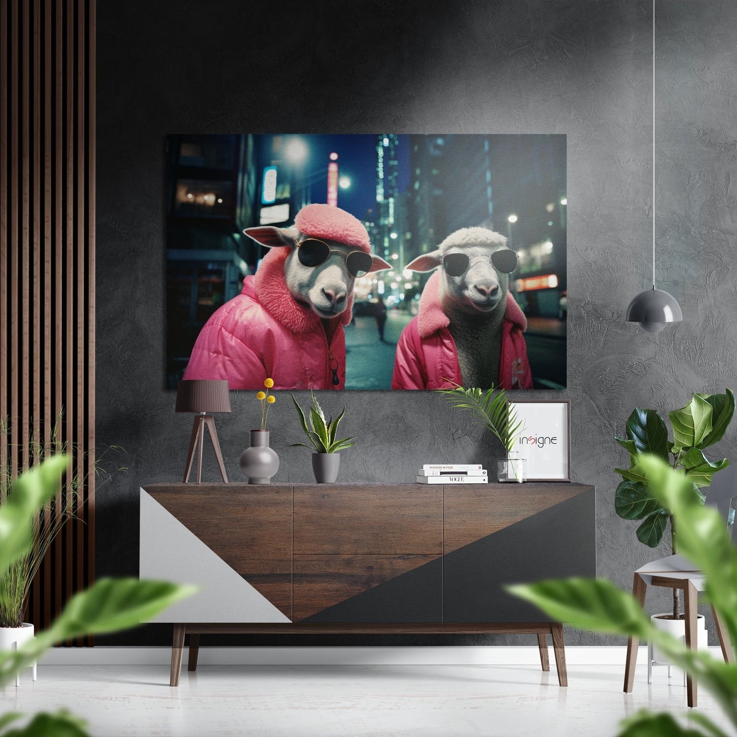 Sheep brushed aluminum metal wall art