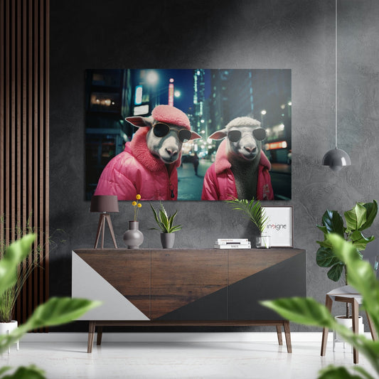 Sheep brushed aluminum metal wall art